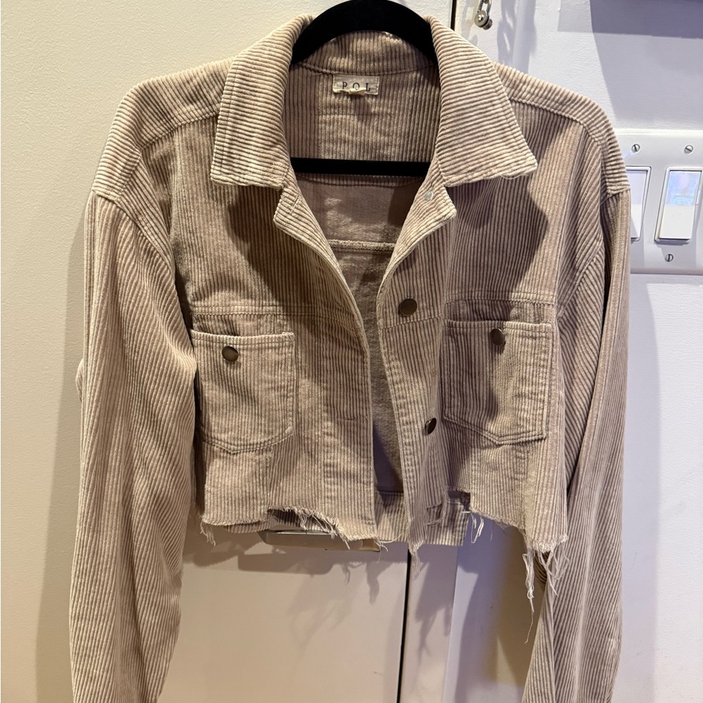 Cropped Corduroy Jacket in Taupe